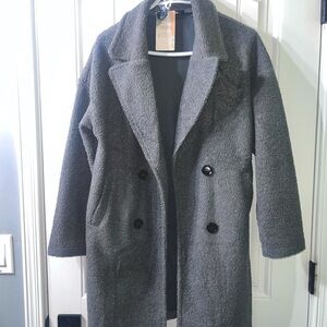 Dark Grey fuzzy Pea coat